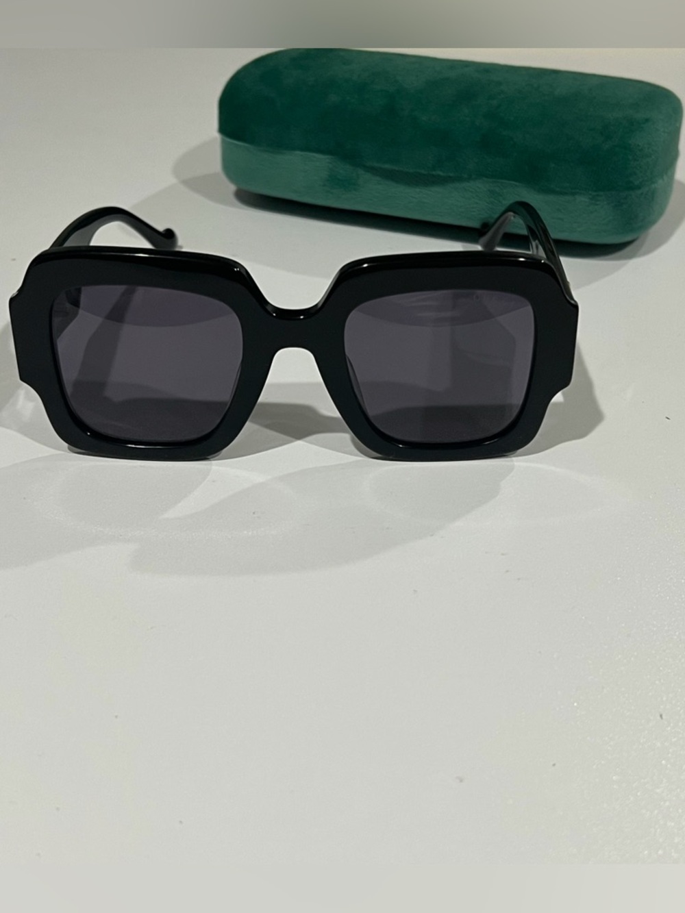 Gucci Sunglasses Black Gold Grey Square Woman’s GG Shades - Picture 6 of 7